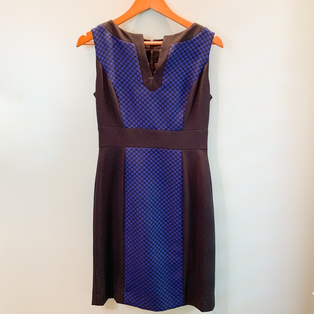 TAHARI Blue & Black Sheath Dress Size 4